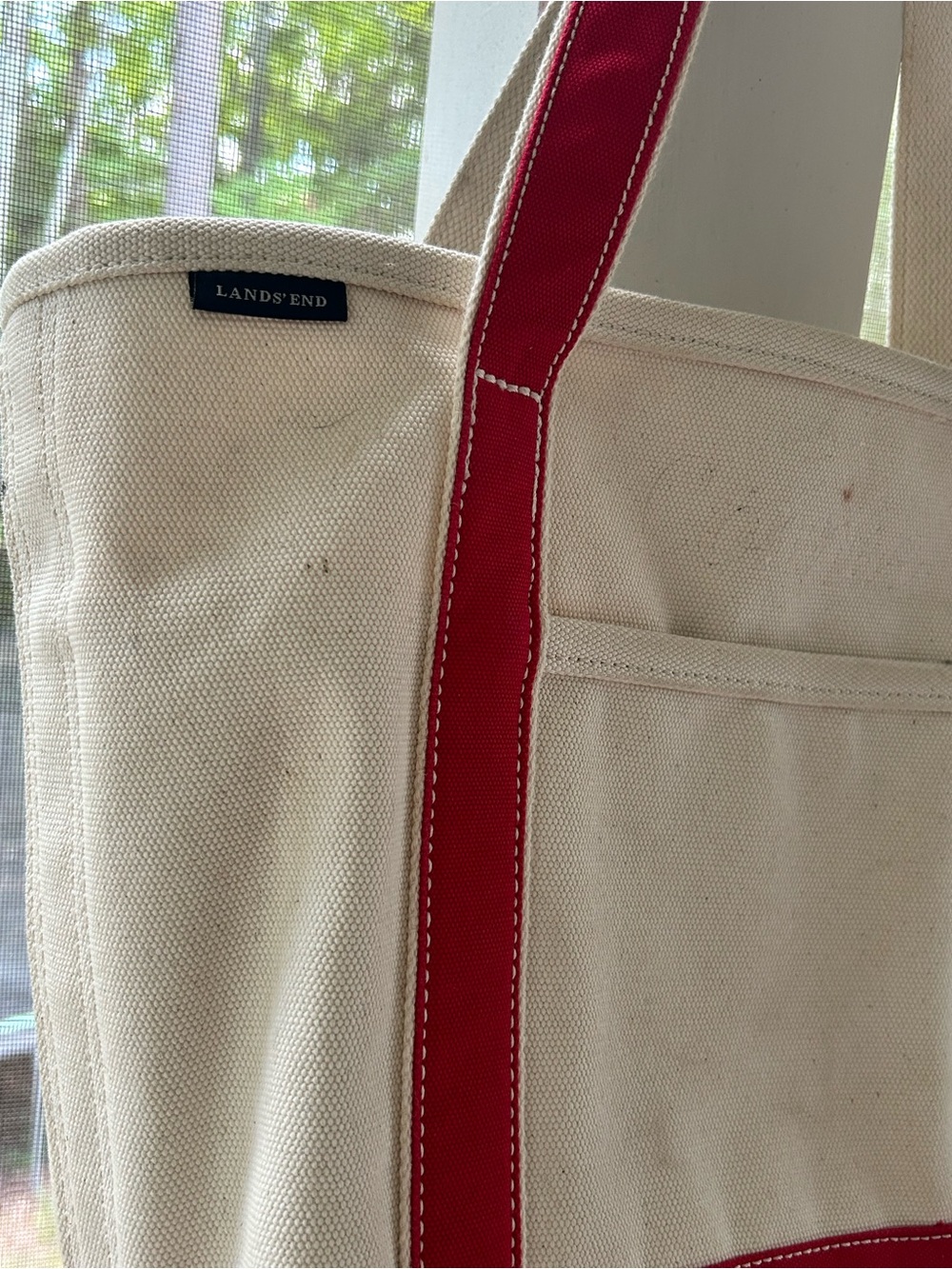 Lands’ End Medium Classic Canvas Tote – Red - Picture 2 of 3